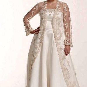 Wedding Dress with Beaded Lace Jacket